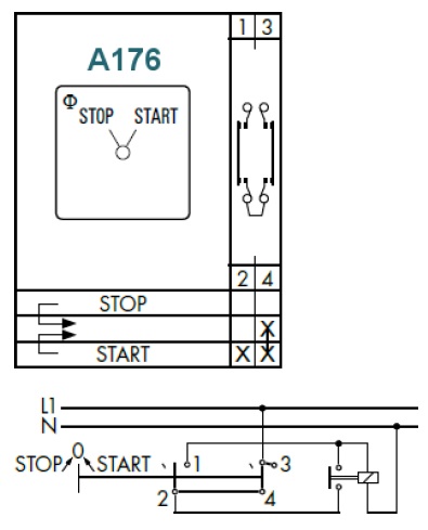 K&N bryter A176 start-stopp 1pol for LockR Rotary Swich